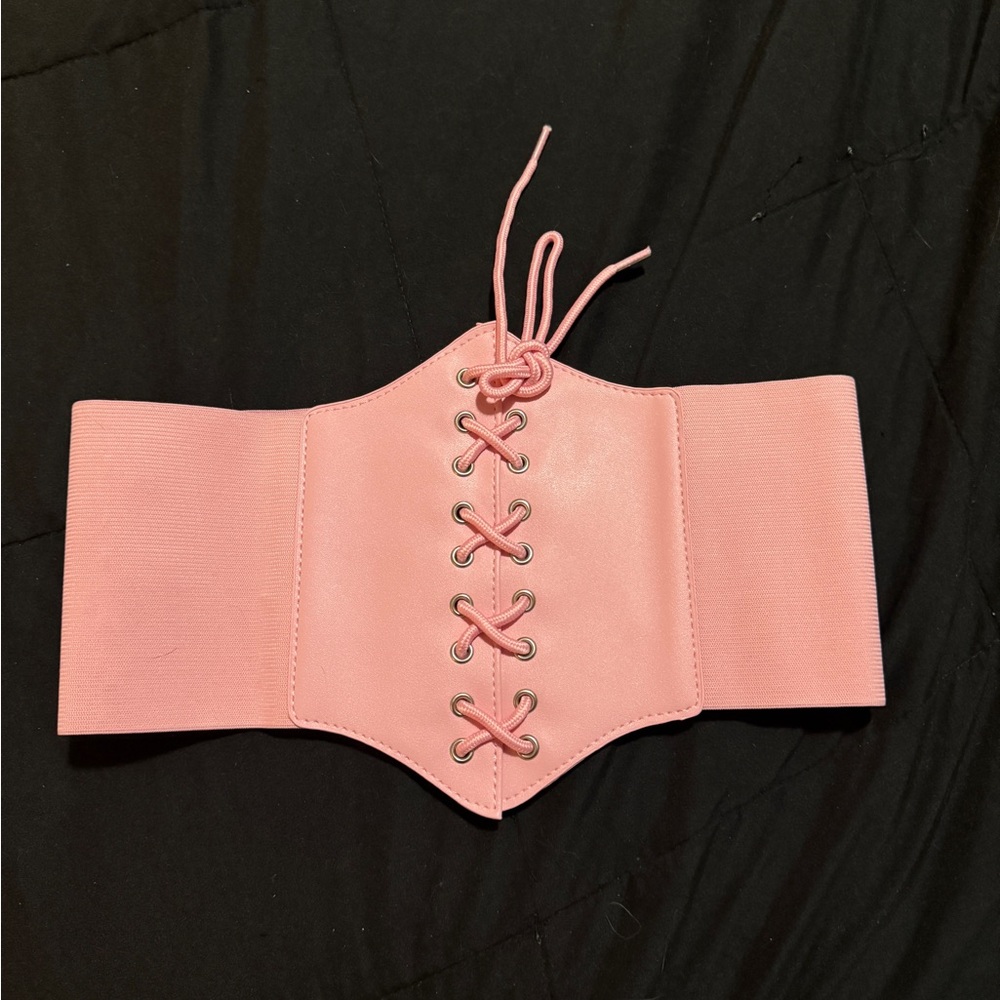 Pink Lace-Up Corset Belt